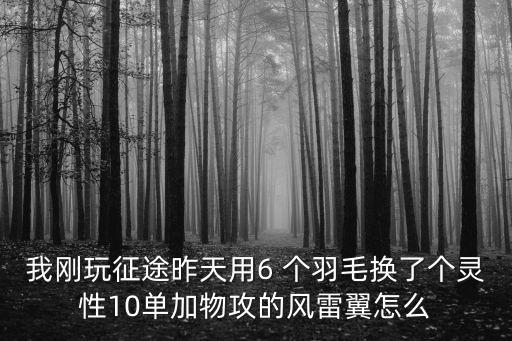 手游征途的清羽飞翼怎么弄，我刚玩征途昨天用6 个羽毛换了个灵性10单加物攻的风雷翼怎么