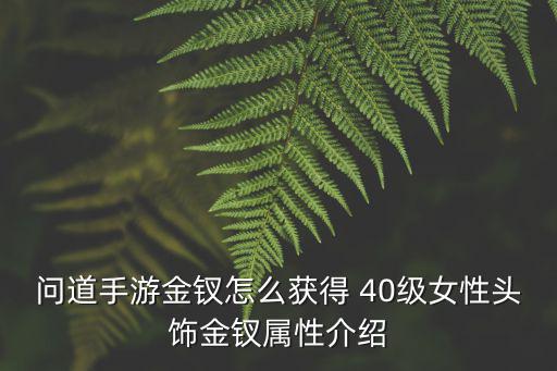 问道手游金钗怎么获得 40级女性头饰金钗属性介绍