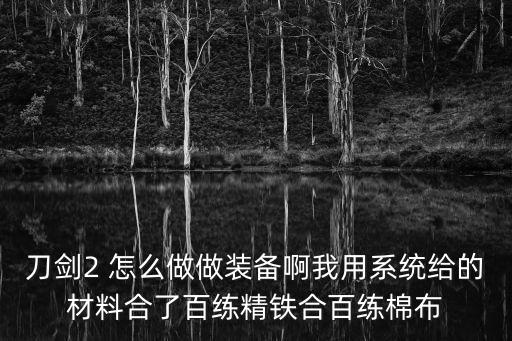 刀剑2 怎么做做装备啊我用系统给的材料合了百练精铁合百练棉布