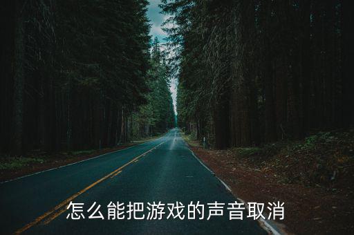 怎么能把游戏的声音取消