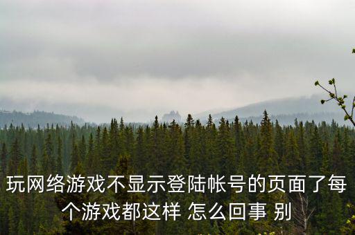 玩网络游戏不显示登陆帐号的页面了每个游戏都这样 怎么回事 别