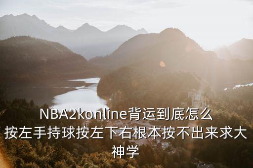 NBA2konline背运到底怎么按左手持球按左下右根本按不出来求大神学