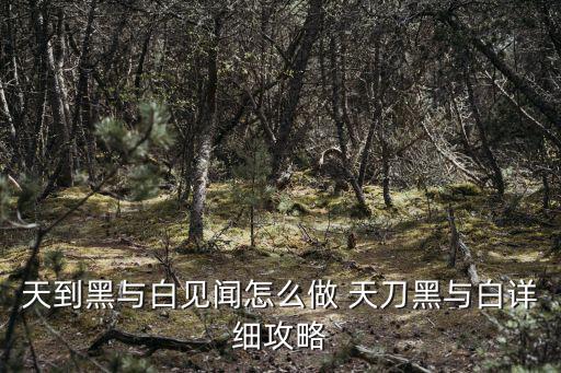 天到黑与白见闻怎么做 天刀黑与白详细攻略