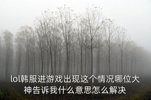 lol韩服进游戏出现这个情况哪位大神告诉我什么意思怎么解决