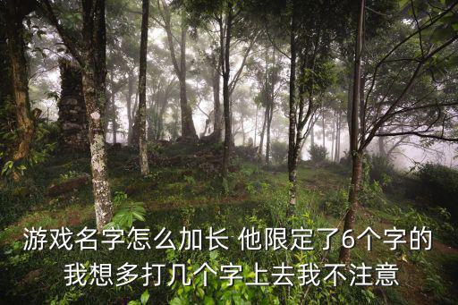 游戏名字怎么加长 他限定了6个字的 我想多打几个字上去我不注意