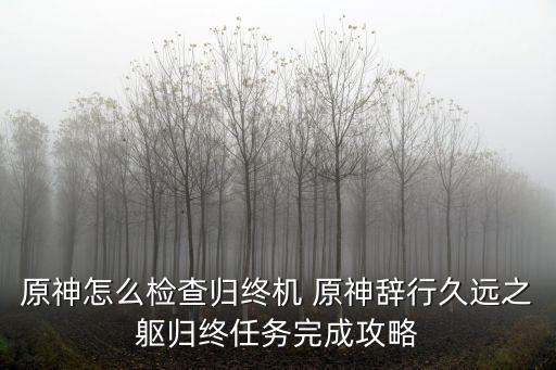 原神怎么检查归终机 原神辞行久远之躯归终任务完成攻略