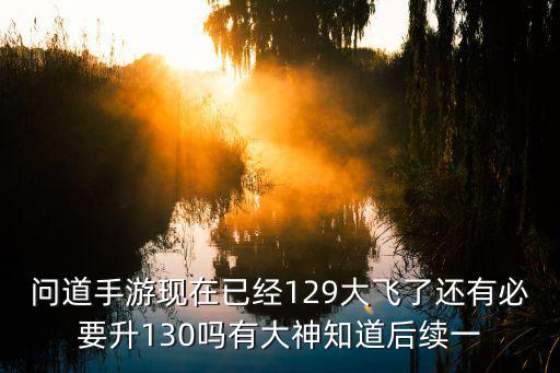 问道手游现在已经129大飞了还有必要升130吗有大神知道后续一