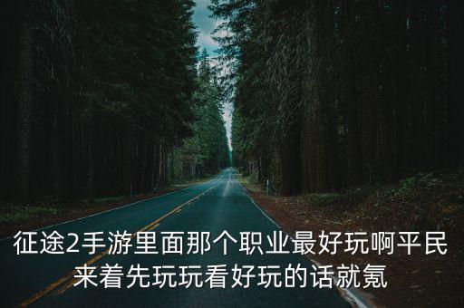 征途2手游里面那个职业最好玩啊平民来着先玩玩看好玩的话就氪