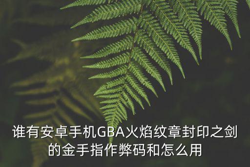 谁有安卓手机GBA火焰纹章封印之剑的金手指作弊码和怎么用