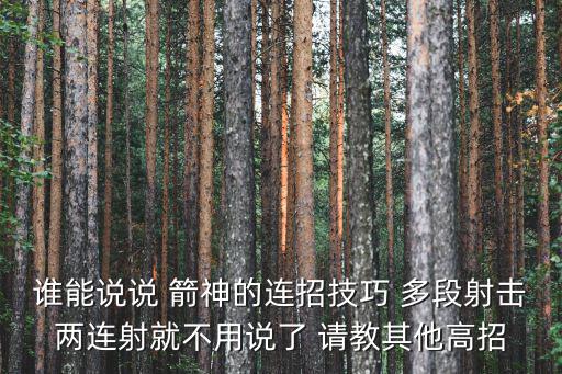 谁能说说 箭神的连招技巧 多段射击两连射就不用说了 请教其他高招