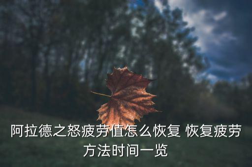 阿拉德之怒疲劳值怎么恢复 恢复疲劳方法时间一览