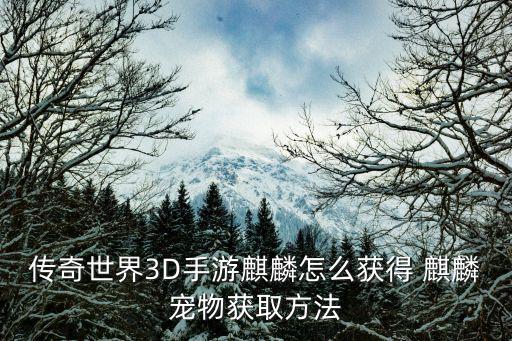 传奇世界3D手游麒麟怎么获得 麒麟宠物获取方法