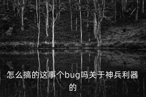 怎么搞的这事个bug吗关于神兵利器的