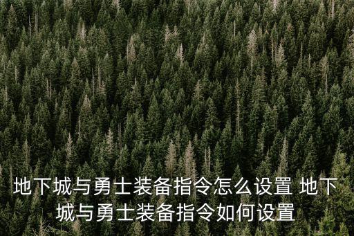 地下城与勇士装备指令怎么设置 地下城与勇士装备指令如何设置