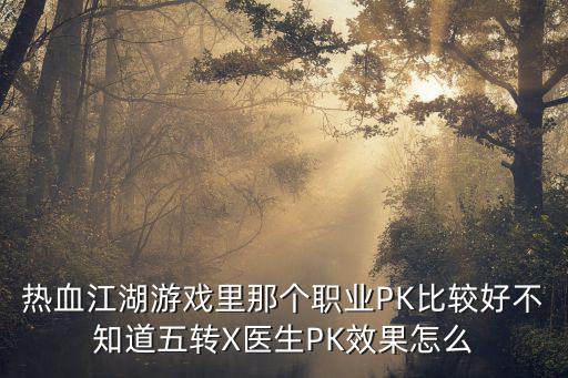 热血江湖游戏里那个职业PK比较好不知道五转X医生PK效果怎么