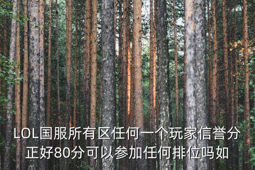 LOL国服所有区任何一个玩家信誉分正好80分可以参加任何排位吗如