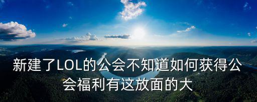 英雄联盟手游公会怎么得皮肤，新建了LOL的公会不知道如何获得公会福利有这放面的大