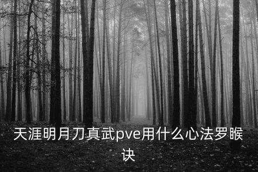 天涯明月刀真武pve用什么心法罗睺诀