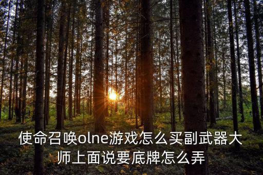 使命召唤olne游戏怎么买副武器大师上面说要底牌怎么弄