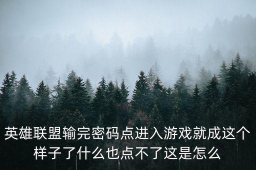 英雄联盟输完密码点进入游戏就成这个样子了什么也点不了这是怎么