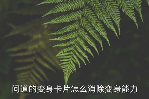 问道的变身卡片怎么消除变身能力