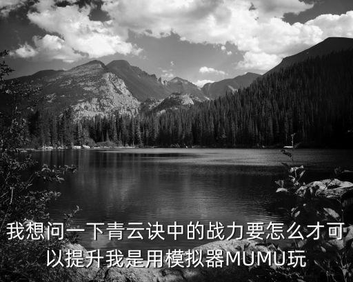 我想问一下青云诀中的战力要怎么才可以提升我是用模拟器MUMU玩