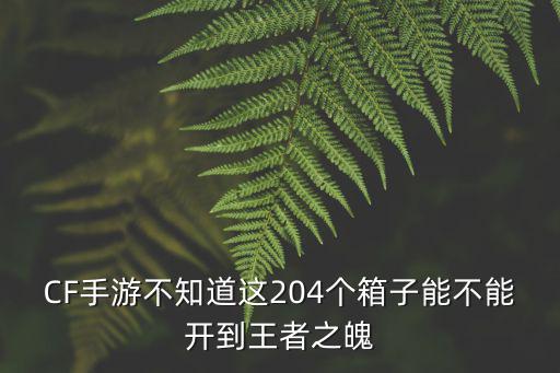 CF手游不知道这204个箱子能不能开到王者之魄