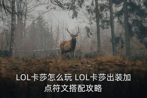 英雄联盟手游里的卡莎怎么玩，LOL卡莎AD暴击流符文出装推荐 卡莎AD怎么玩