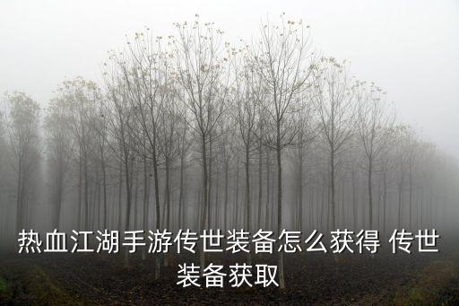 热血江湖手游传世装备怎么获得 传世装备获取