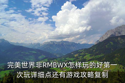 完美世界非RMBWX怎样玩的好第一次玩详细点还有游戏攻略复制