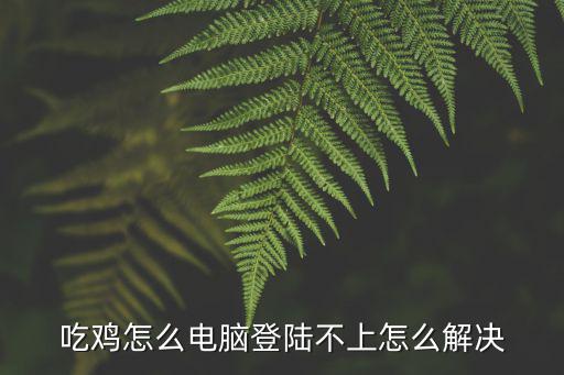 吃鸡怎么电脑登陆不上怎么解决