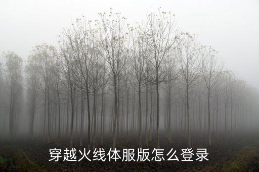 穿越火线体服版怎么登录