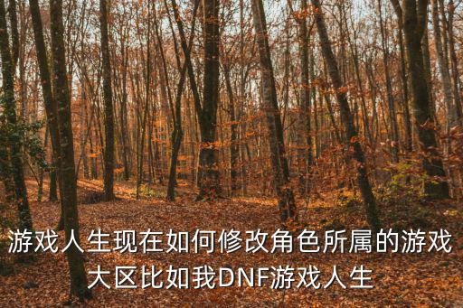 游戏人生现在如何修改角色所属的游戏大区比如我DNF游戏人生