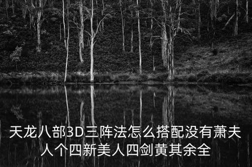 天龙八部3D三阵法怎么搭配没有萧夫人个四新美人四剑黄其余全