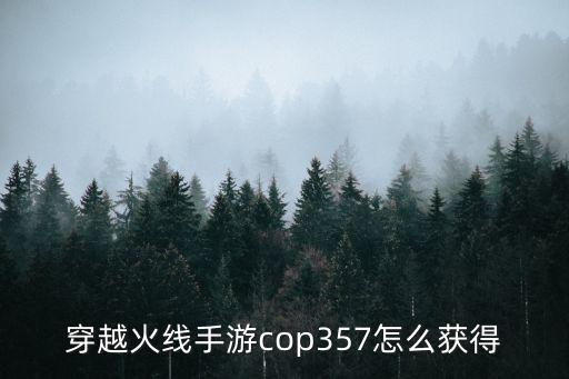 穿越火线手游cop357怎么获得