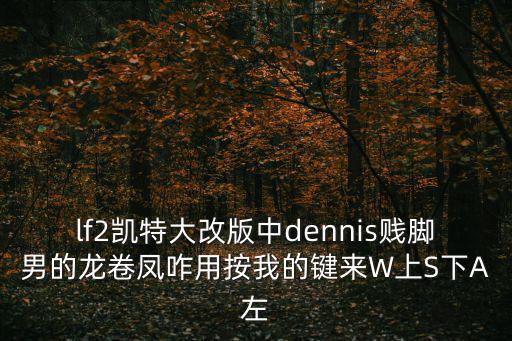 lf2凯特大改版中dennis贱脚男的龙卷凤咋用按我的键来W上S下A左