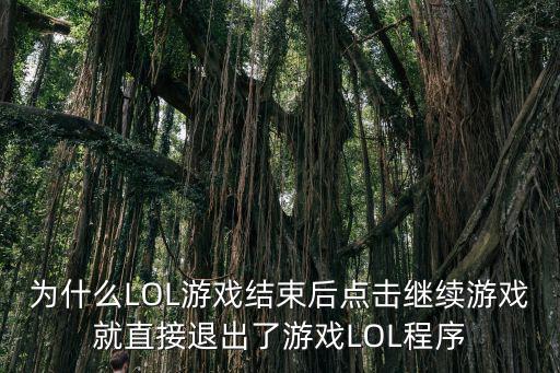 为什么LOL游戏结束后点击继续游戏就直接退出了游戏LOL程序