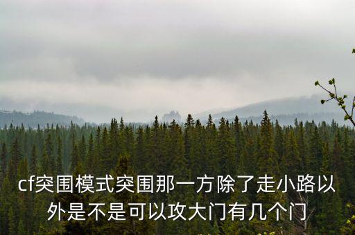 cf突围模式突围那一方除了走小路以外是不是可以攻大门有几个门