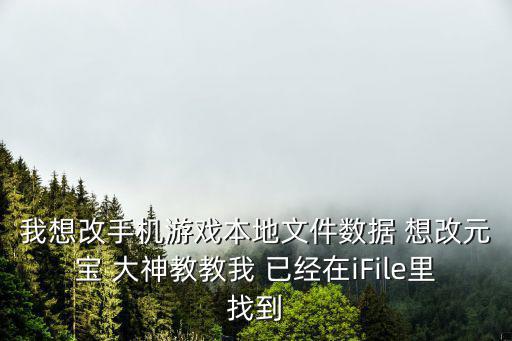 我想改手机游戏本地文件数据 想改元宝 大神教教我 已经在iFile里找到