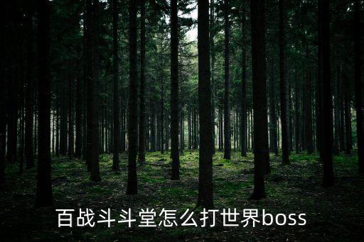 百战斗斗堂怎么打世界boss