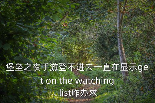 堡垒之夜手游登不进去一直在显示get on the watching list咋办求