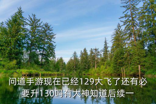 问道手游现在已经129大飞了还有必要升130吗有大神知道后续一