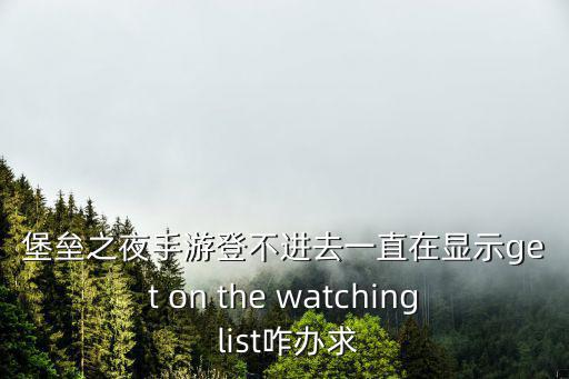 堡垒之夜手游登不进去一直在显示get on the watching list咋办求