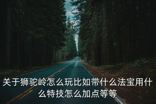 关于狮驼岭怎么玩比如带什么法宝用什么特技怎么加点等等