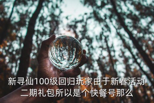 新寻仙100级回归玩家由于新春活动二期礼包所以是个快餐号那么