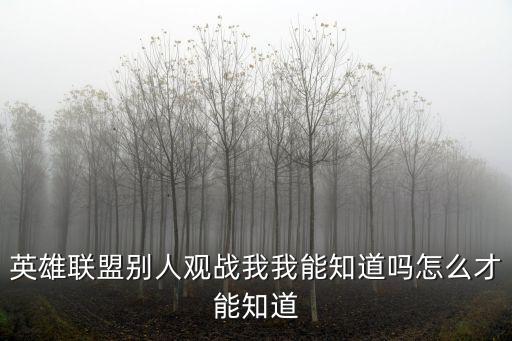 英雄联盟别人观战我我能知道吗怎么才能知道