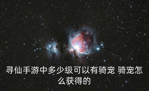 寻仙手游中多少级可以有骑宠 骑宠怎么获得的