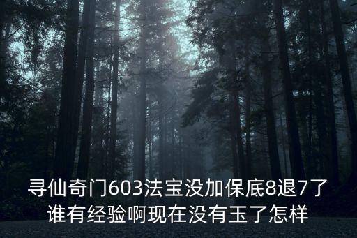 寻仙奇门603法宝没加保底8退7了谁有经验啊现在没有玉了怎样