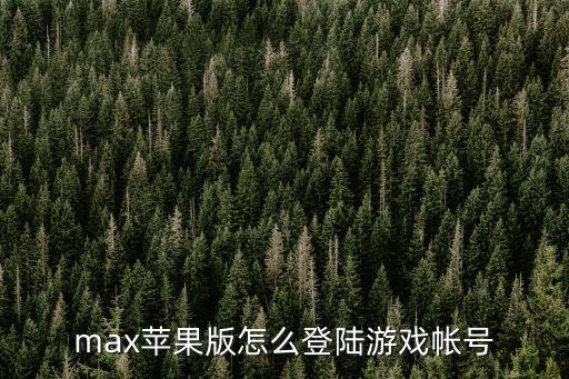 max苹果版怎么登陆游戏帐号