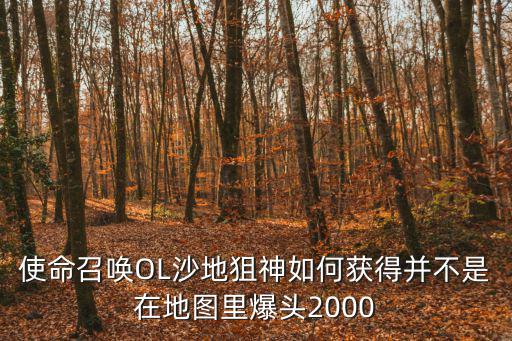 使命召唤OL沙地狙神如何获得并不是在地图里爆头2000